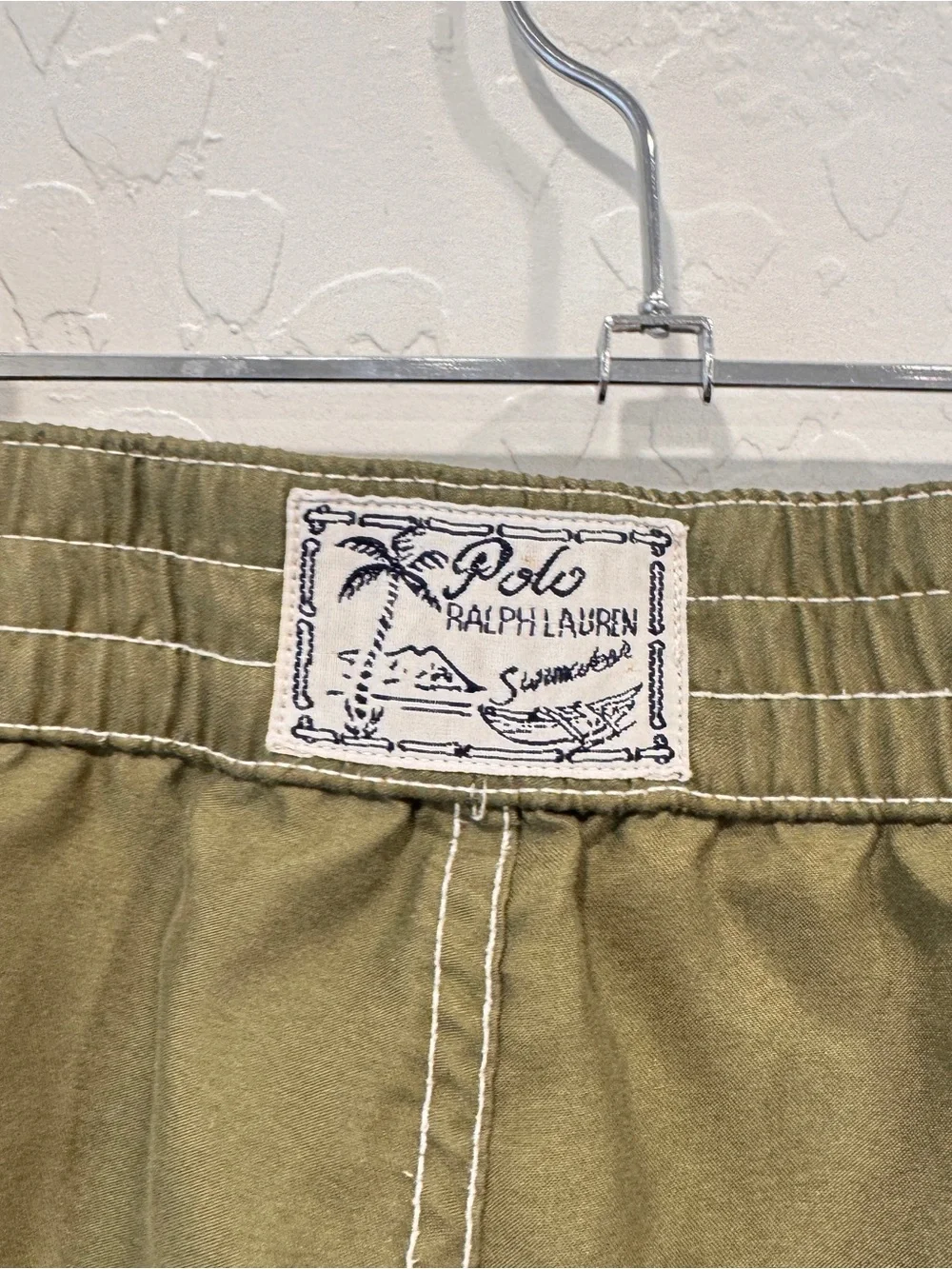 Polo by Ralph Lauren Olive Green Swim Trunks with Navy Polo Logo Boys 4T